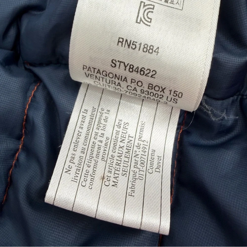 Patagonia Worn Wear Vest Mens XL Orange Down Sweater Full Zip 84622 STAINS - Picture 6 of 16